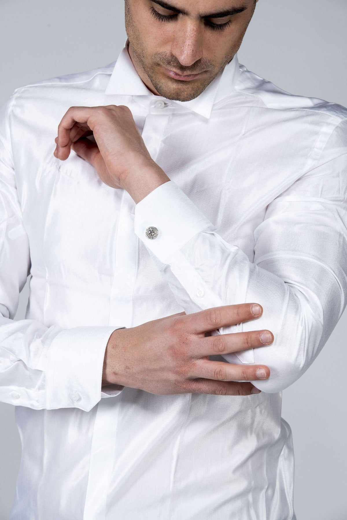 Gemelli per camicia cerimonia in swarovski neutro