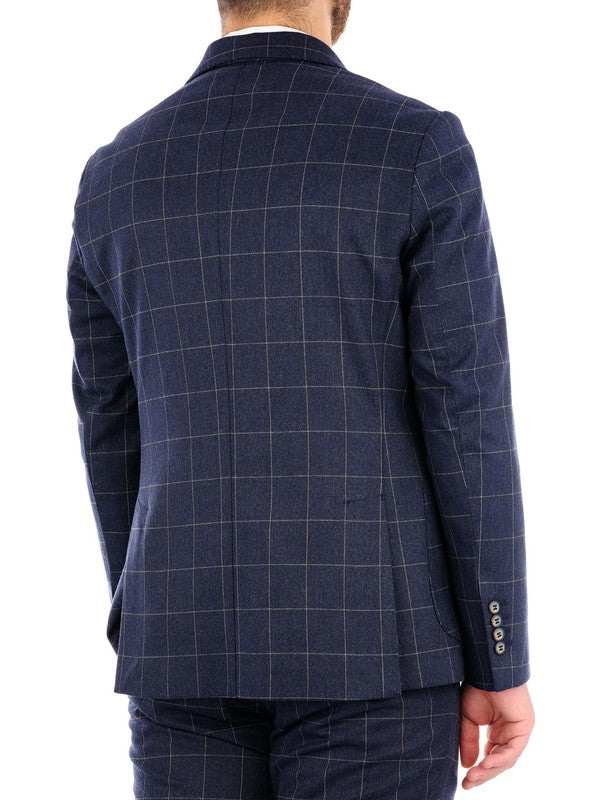 Giacca classica uomo blu fantasia a quadri back