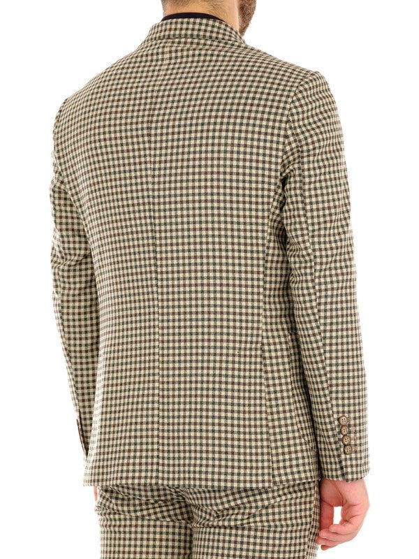 Giacca da uomo a quadretti in misto lana back