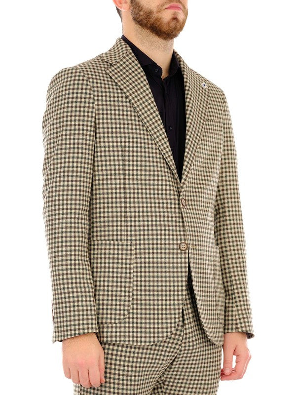 Giacca da uomo a quadretti in misto lana front