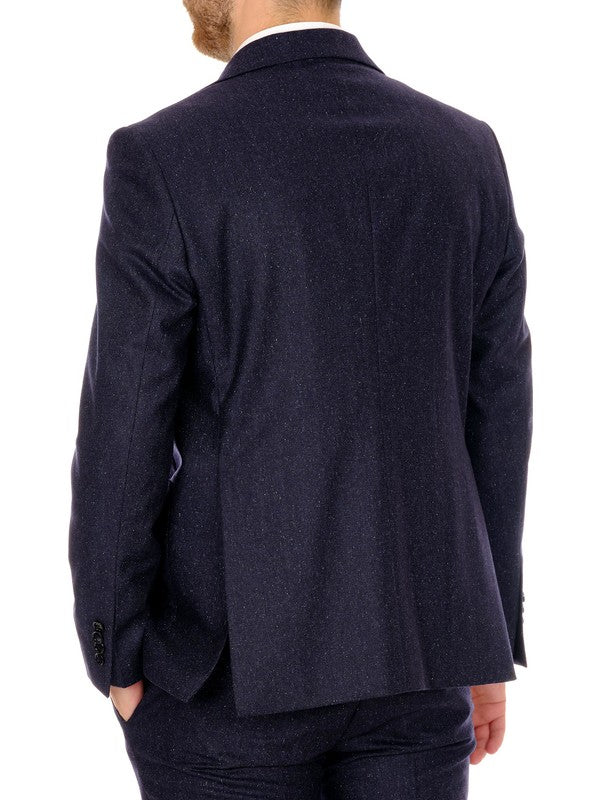 Giacca lana blu monopetto due bottoni back