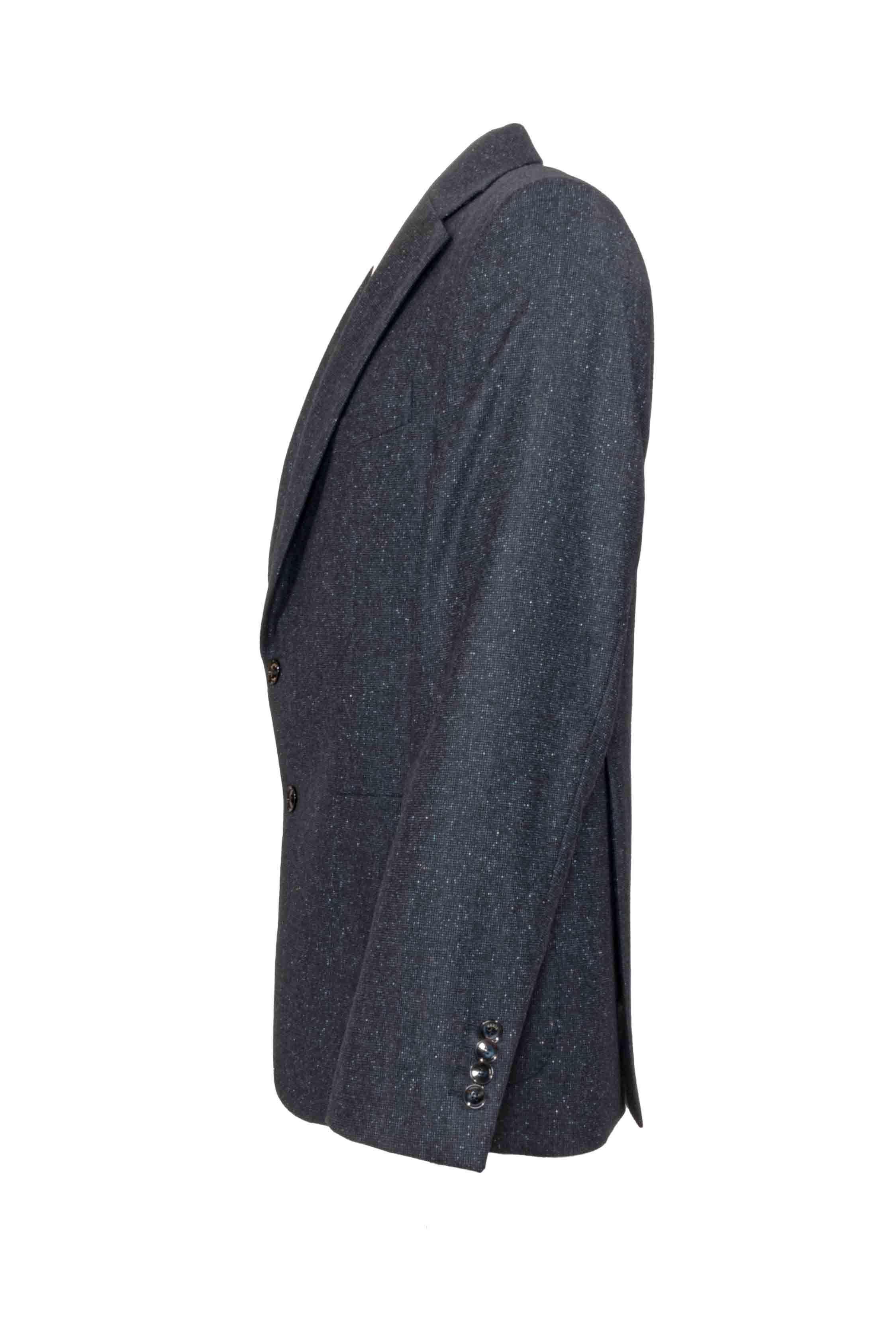 Giacca uomo in lana puntinato blu ghost side