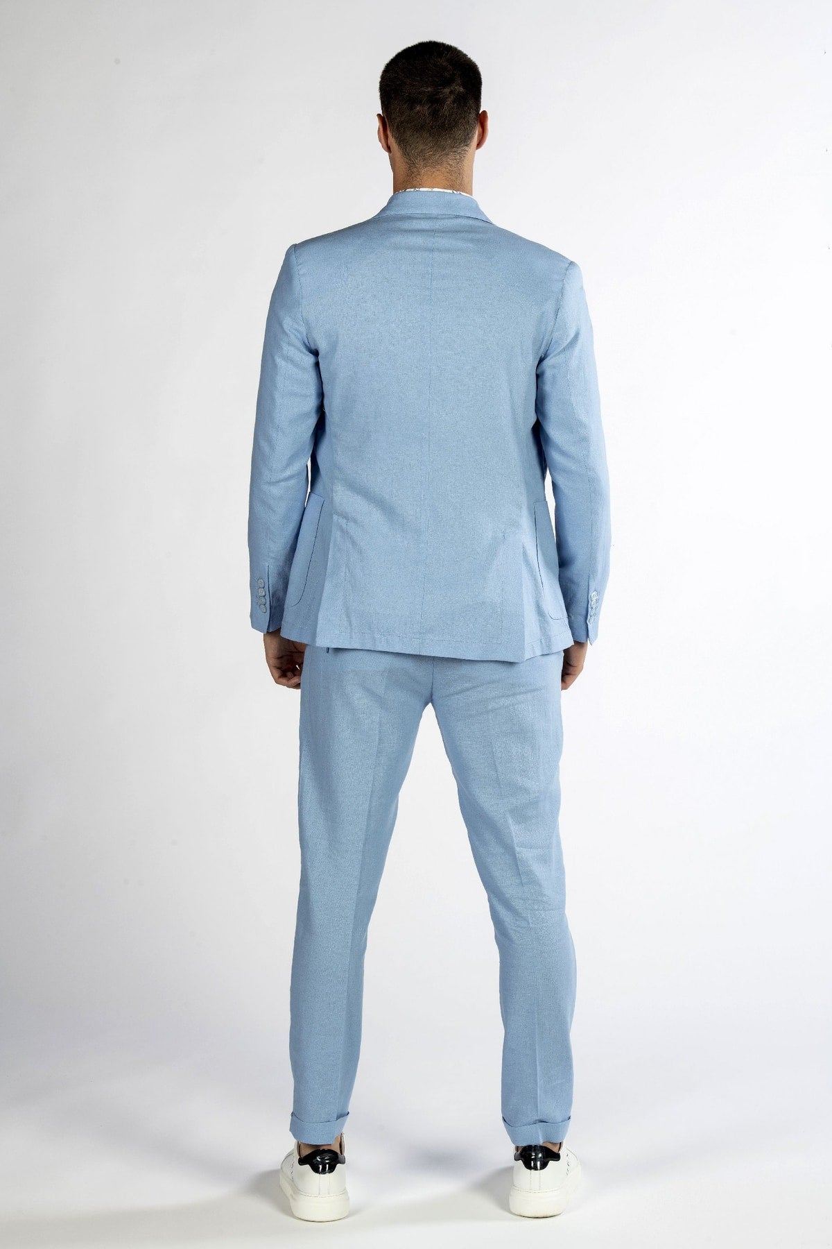 Giacca uom in lino azzurro