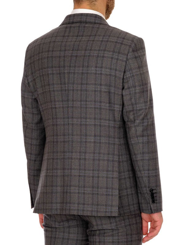 Giacca uomo principe di galles lana grigio back