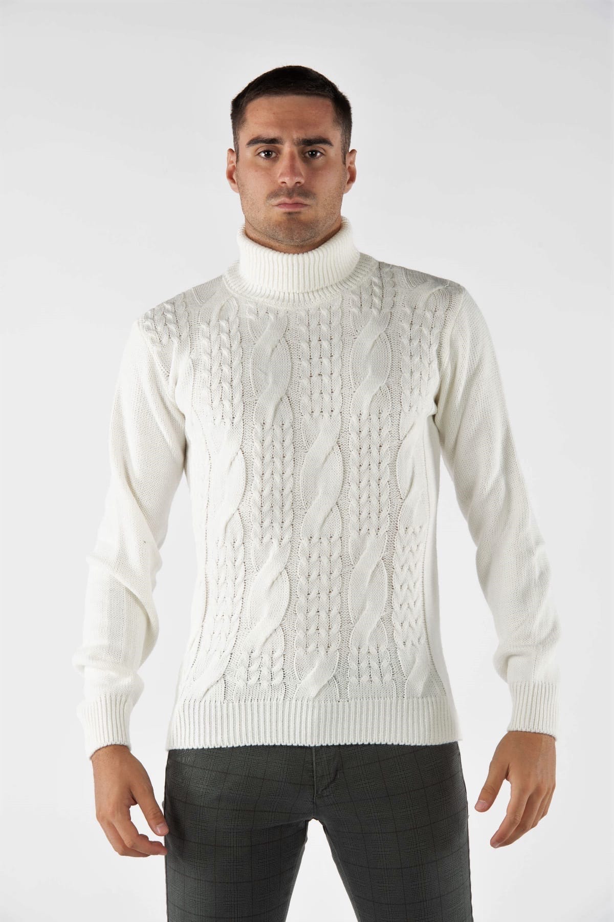 Maglione dolcevita bianco front
