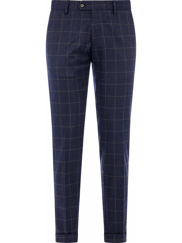 Pantalone blu classico uomo a quadri gost