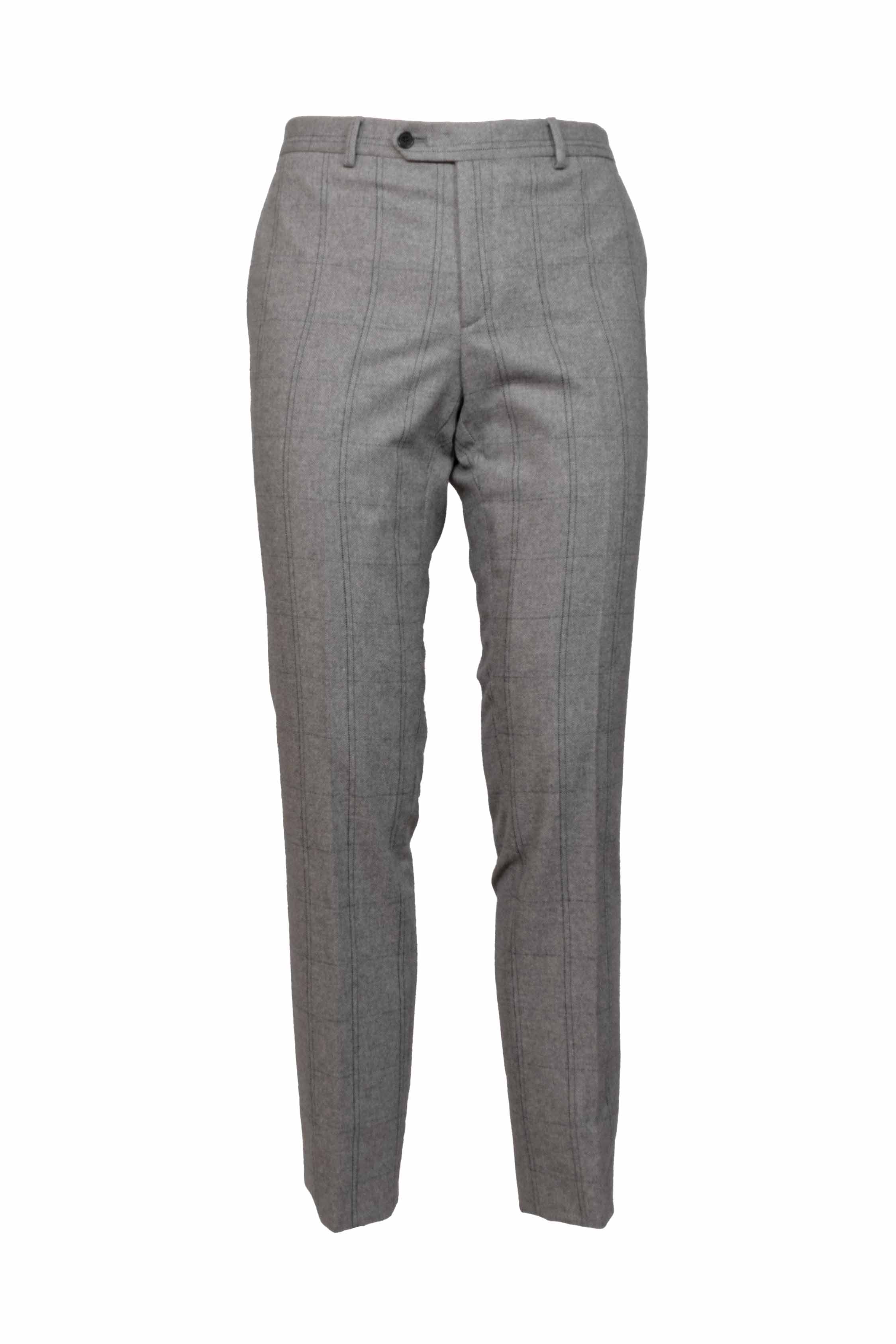 Pantalone grigio elegante motivo a quadri gost front