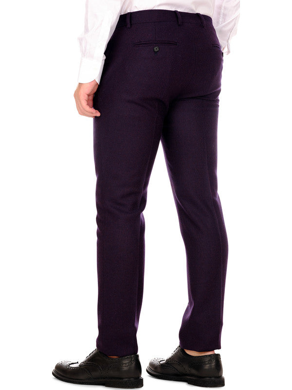 Pantalone regular tweed lana bordo scuro back