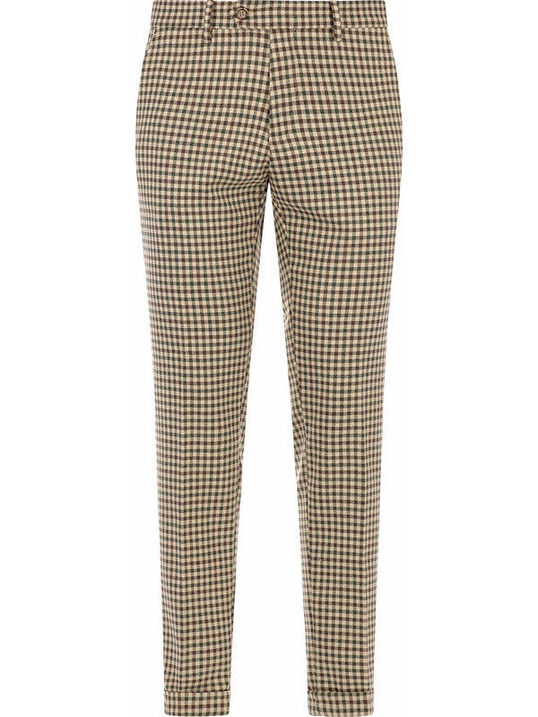 Pantalone uomo a quadretti beige con cerniera gost