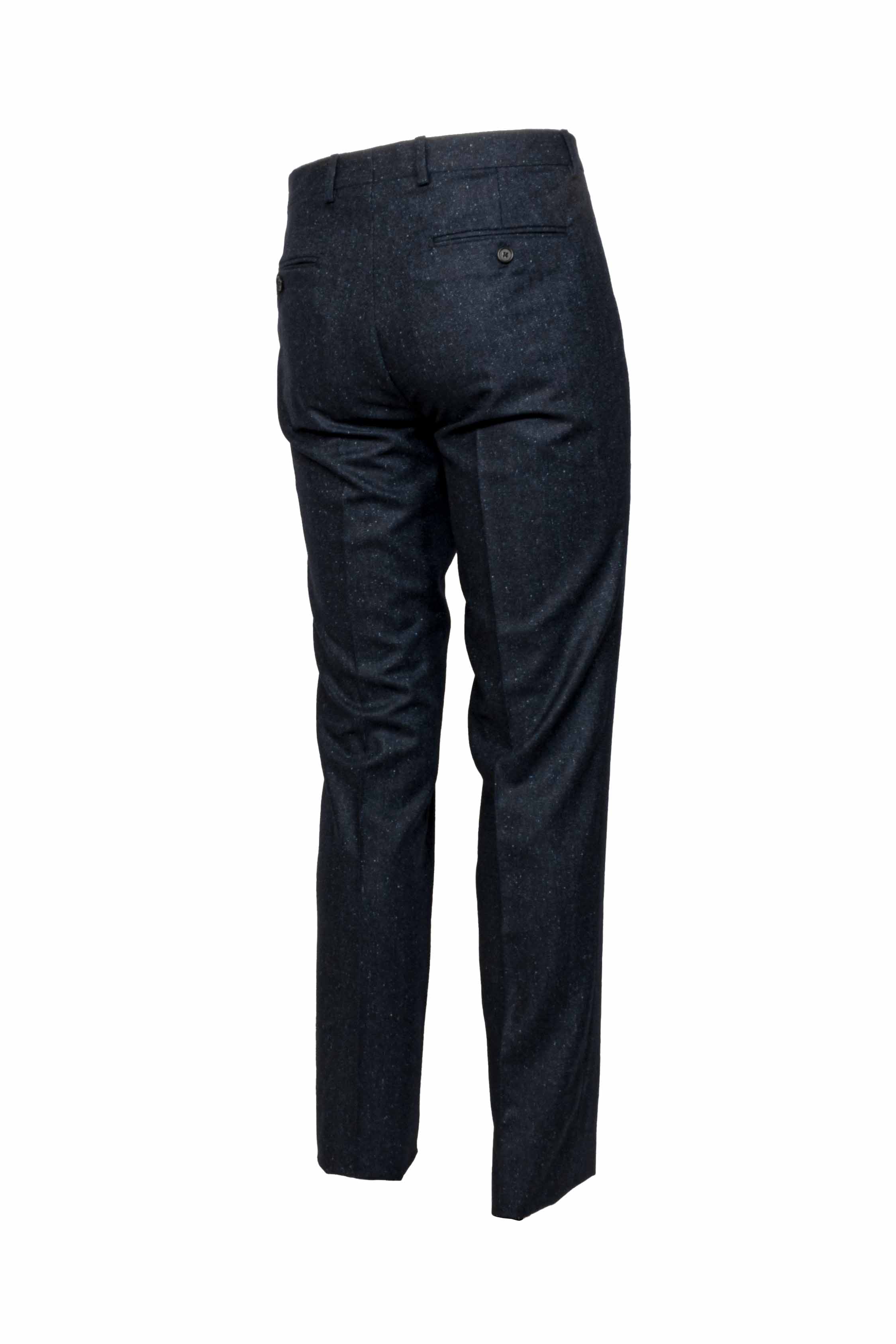 Pantalone uomo in lana puntinato blu side