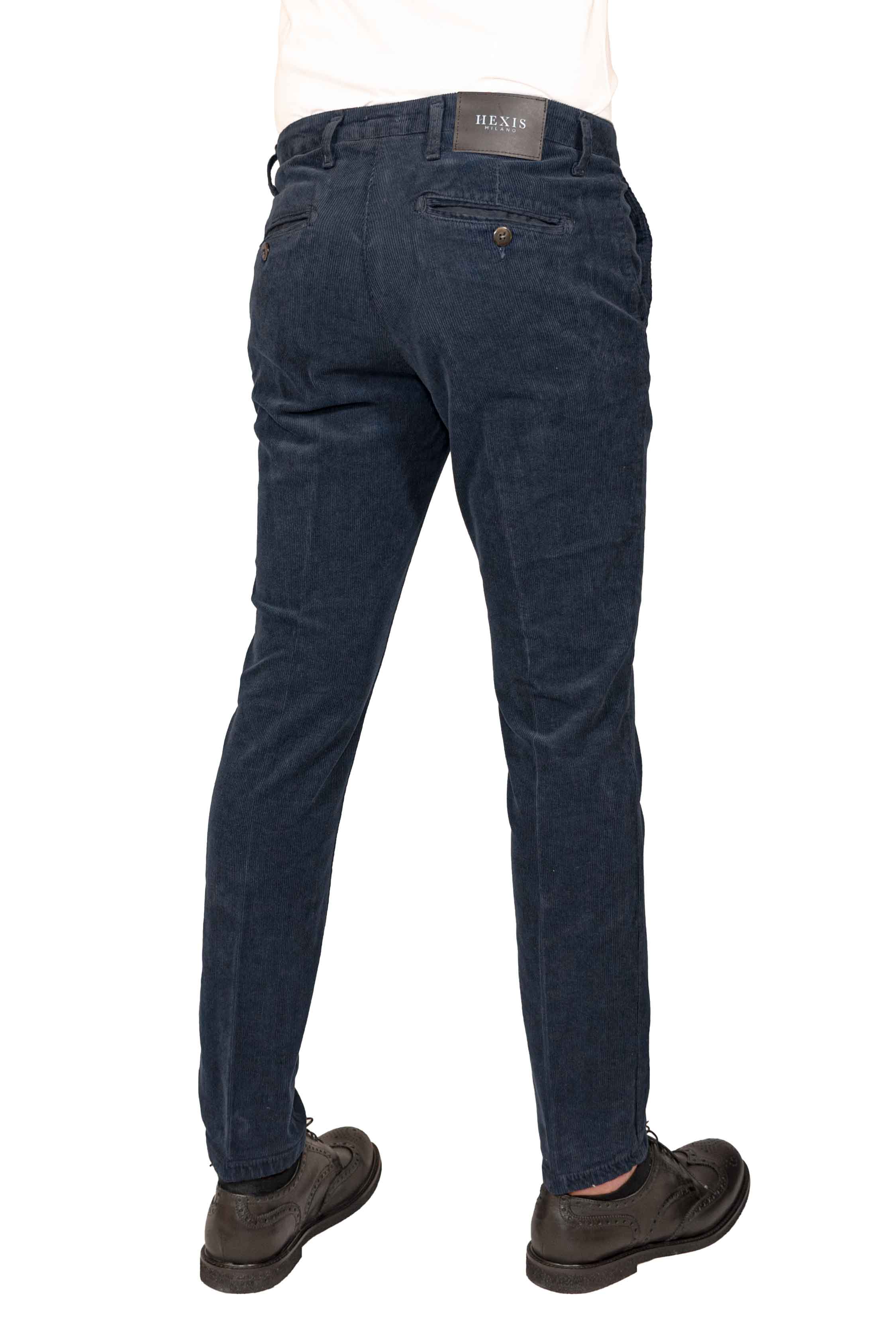 Pantalone uomo in velluto blu back