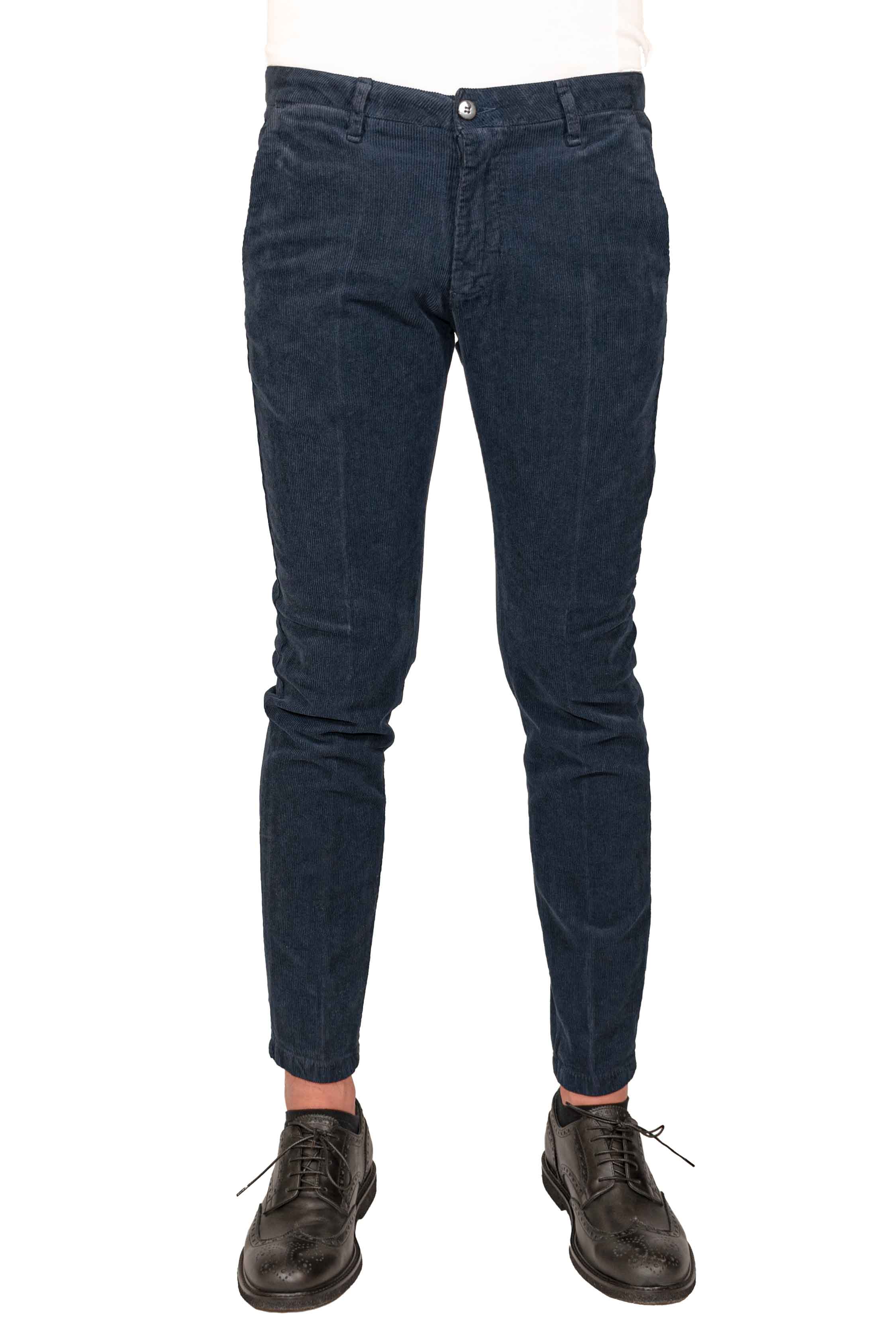 Pantalone uomo in velluto blu ghost