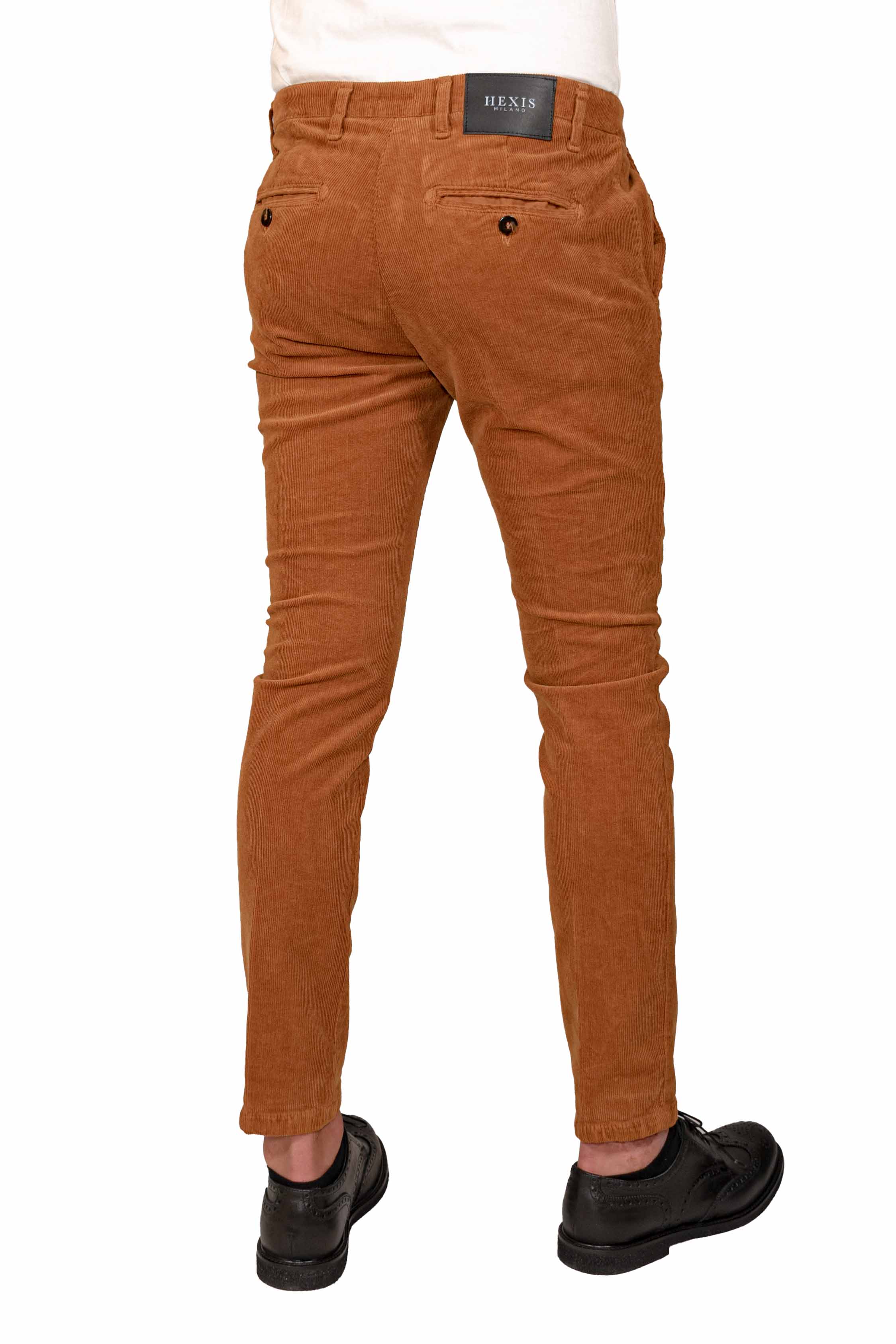 Pantalone uomo in velluto senape back