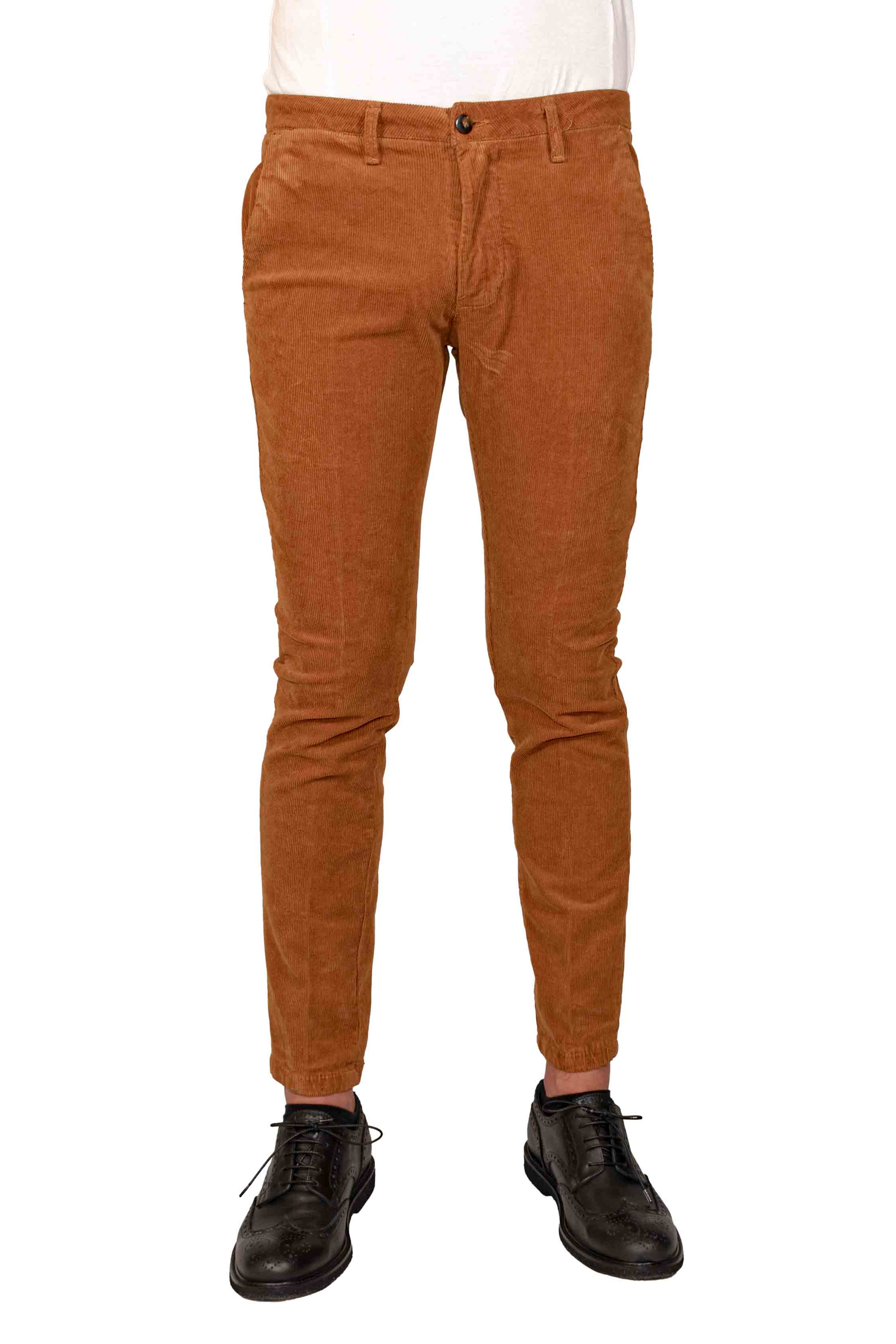Pantalone uomo in velluto senape front