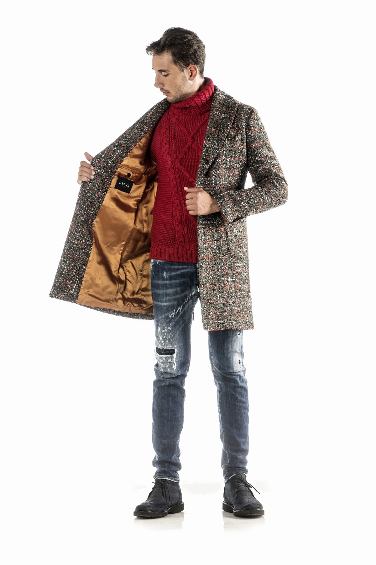 Cappotto In Lana Grezza a quadri