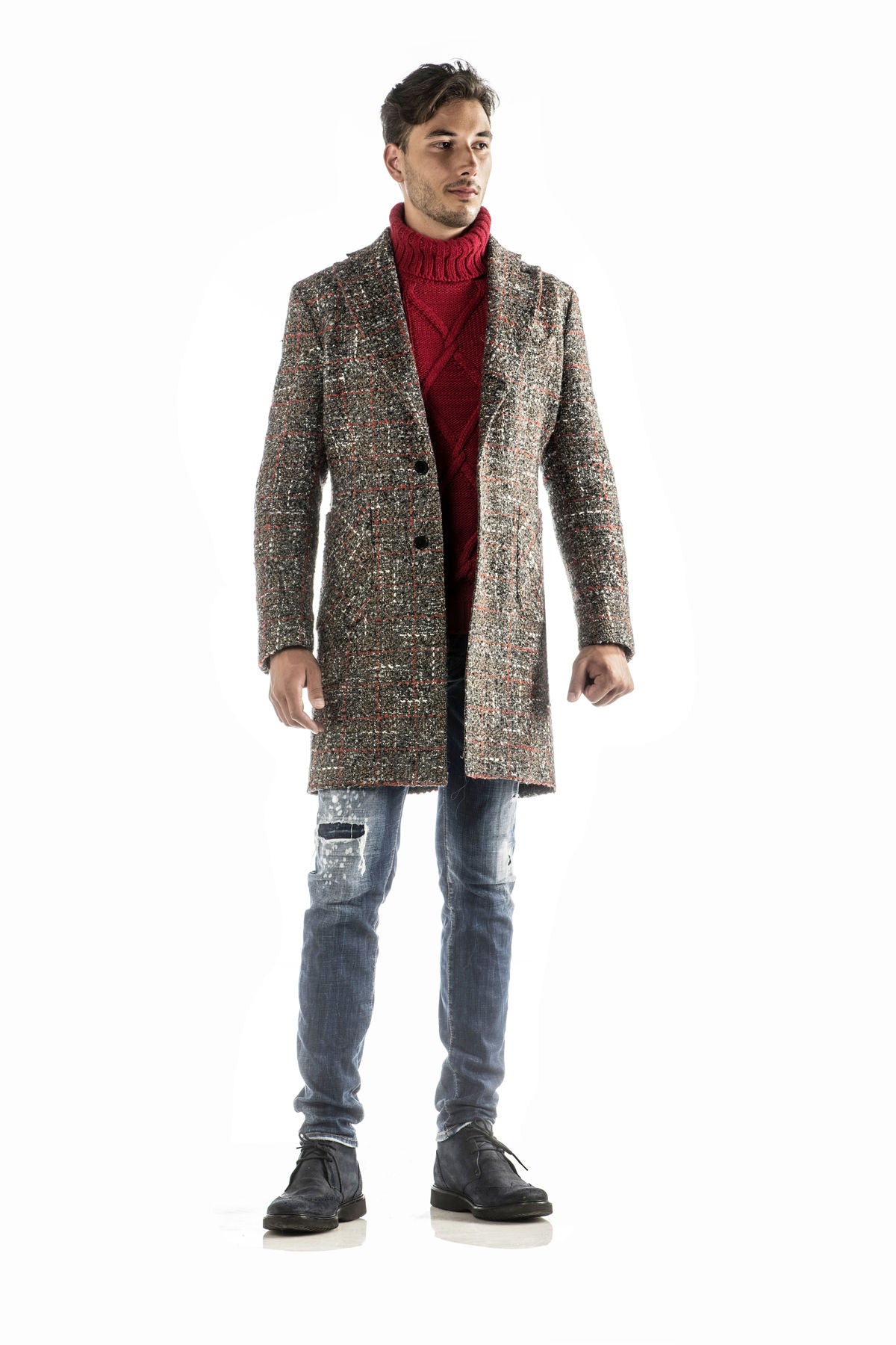 Cappotto In Lana Grezza a quadri