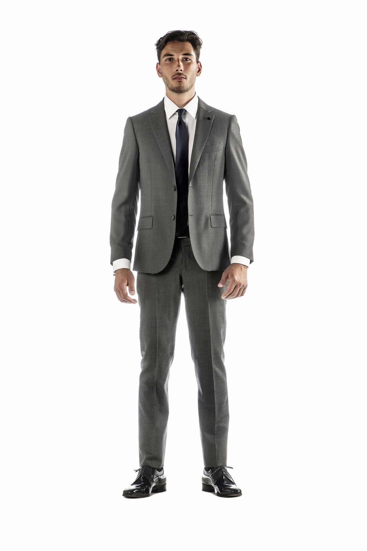 Pánský vlněný oblek s mikropotiskem v modré barvě