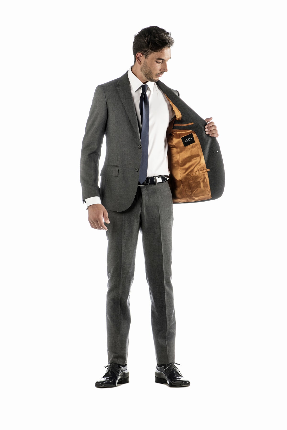 Pánský vlněný oblek s mikropotiskem v modré barvě