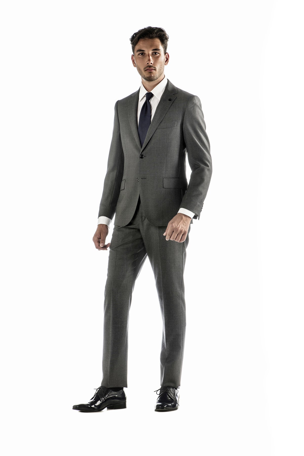 Pánský vlněný oblek s mikropotiskem v modré barvě