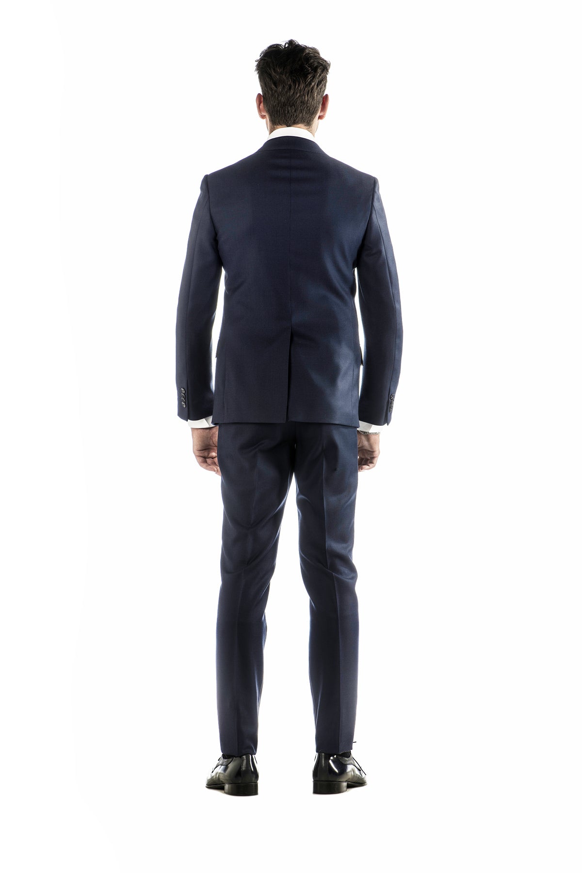 Pánský vlněný oblek s mikropotiskem v modré barvě