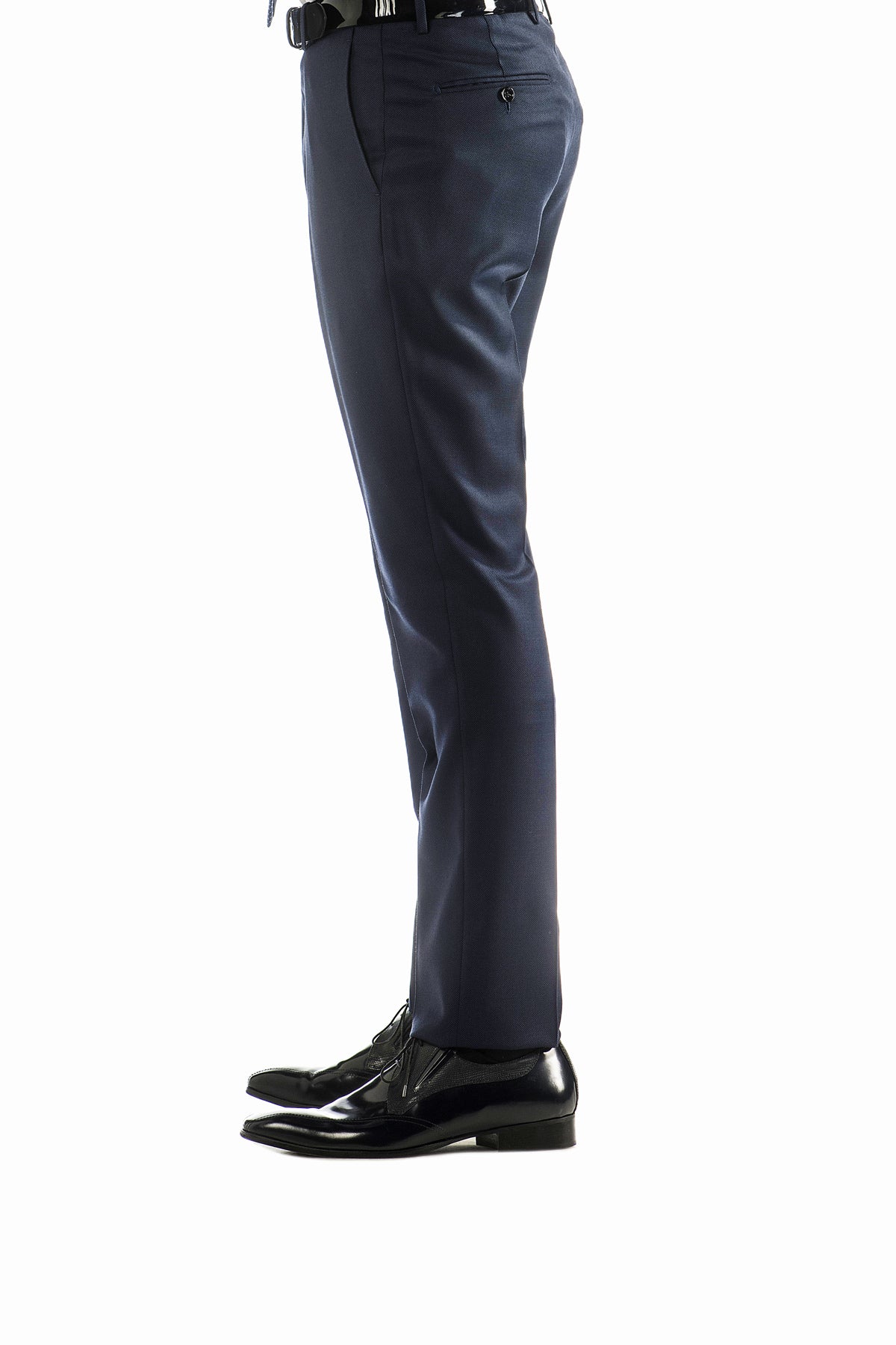 Pánský vlněný oblek s mikropotiskem v modré barvě