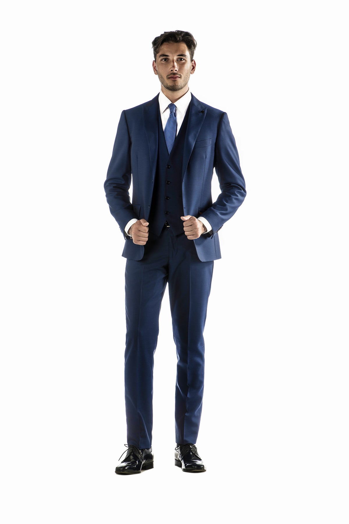 Abito Micro Trama Blu con Gilet