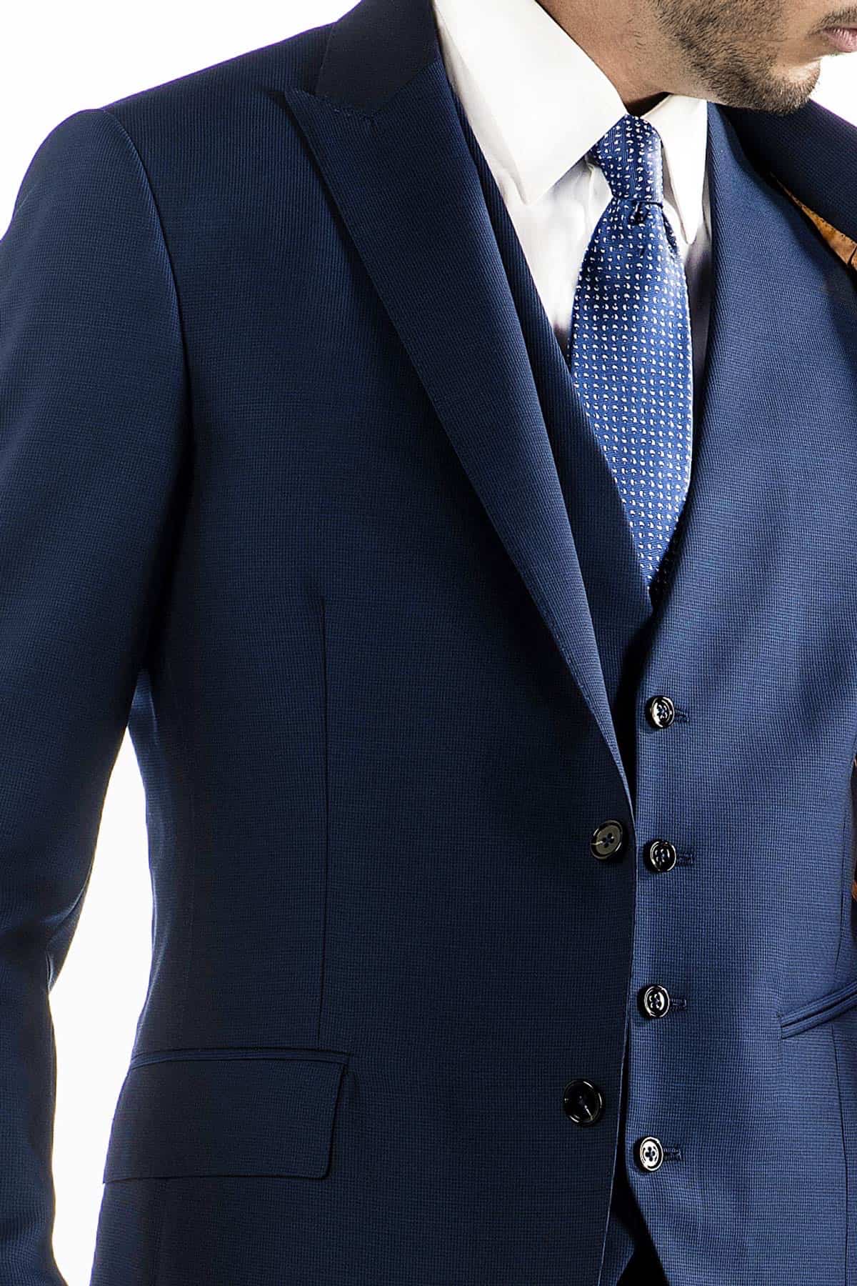 Abito Micro Trama Blu con Gilet