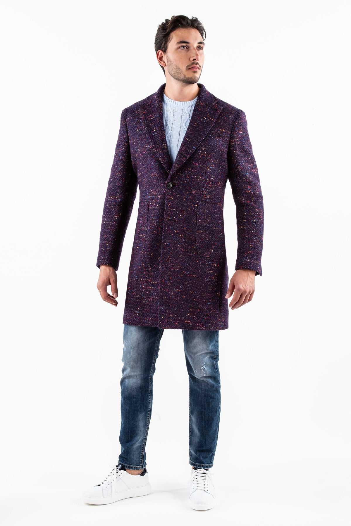 Cappotto viola Kazan effetto schizzi