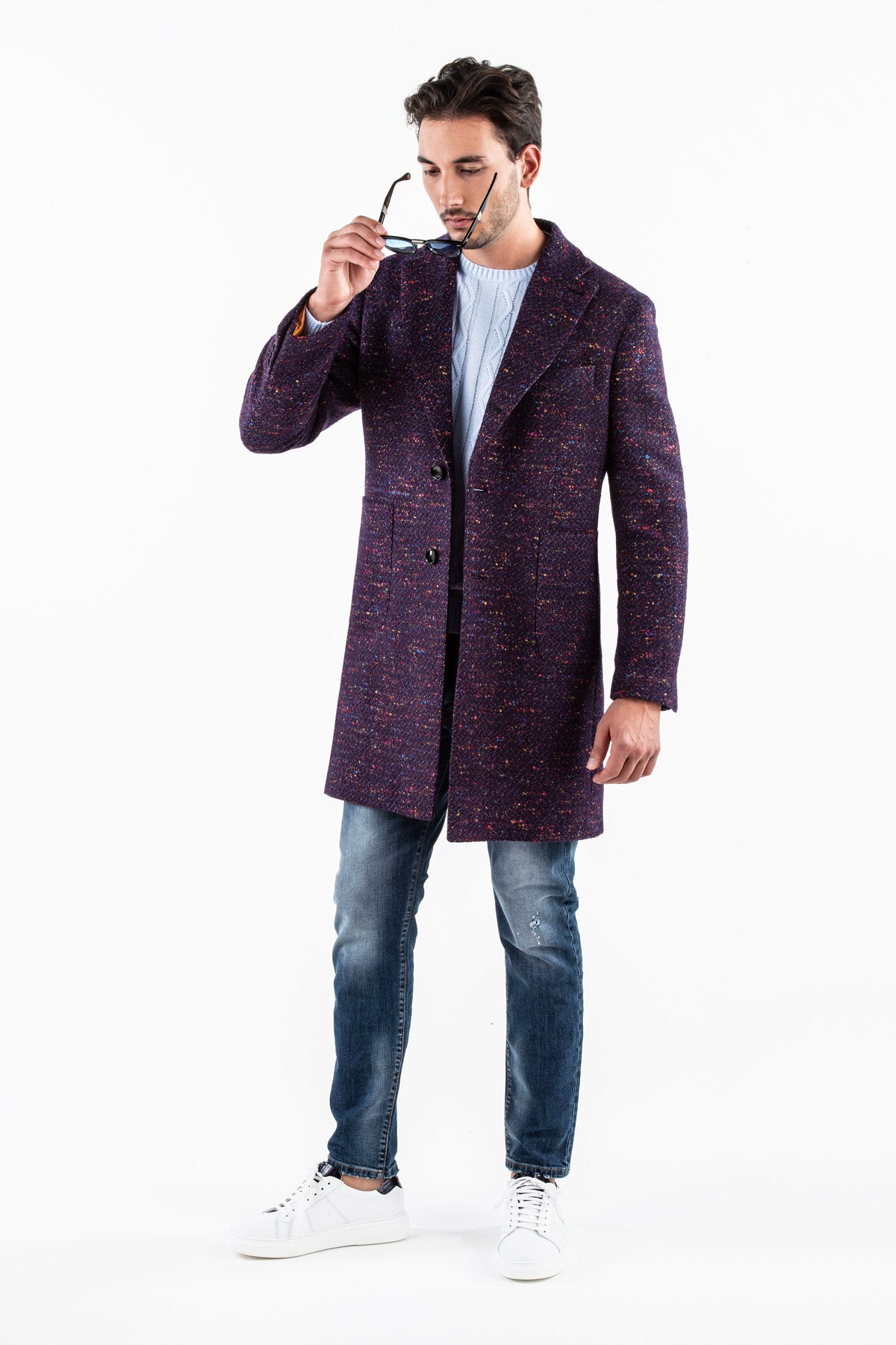 Cappotto viola Kazan effetto schizzi