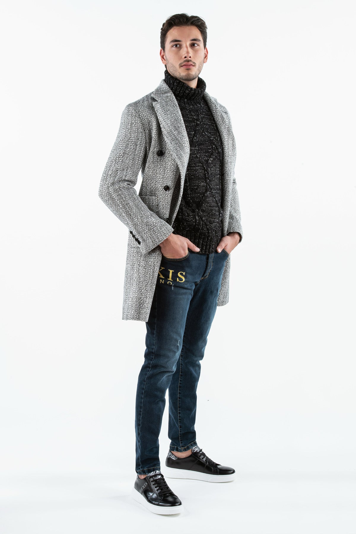 Cappotto doppiopetto in Lana Tweed Abakan