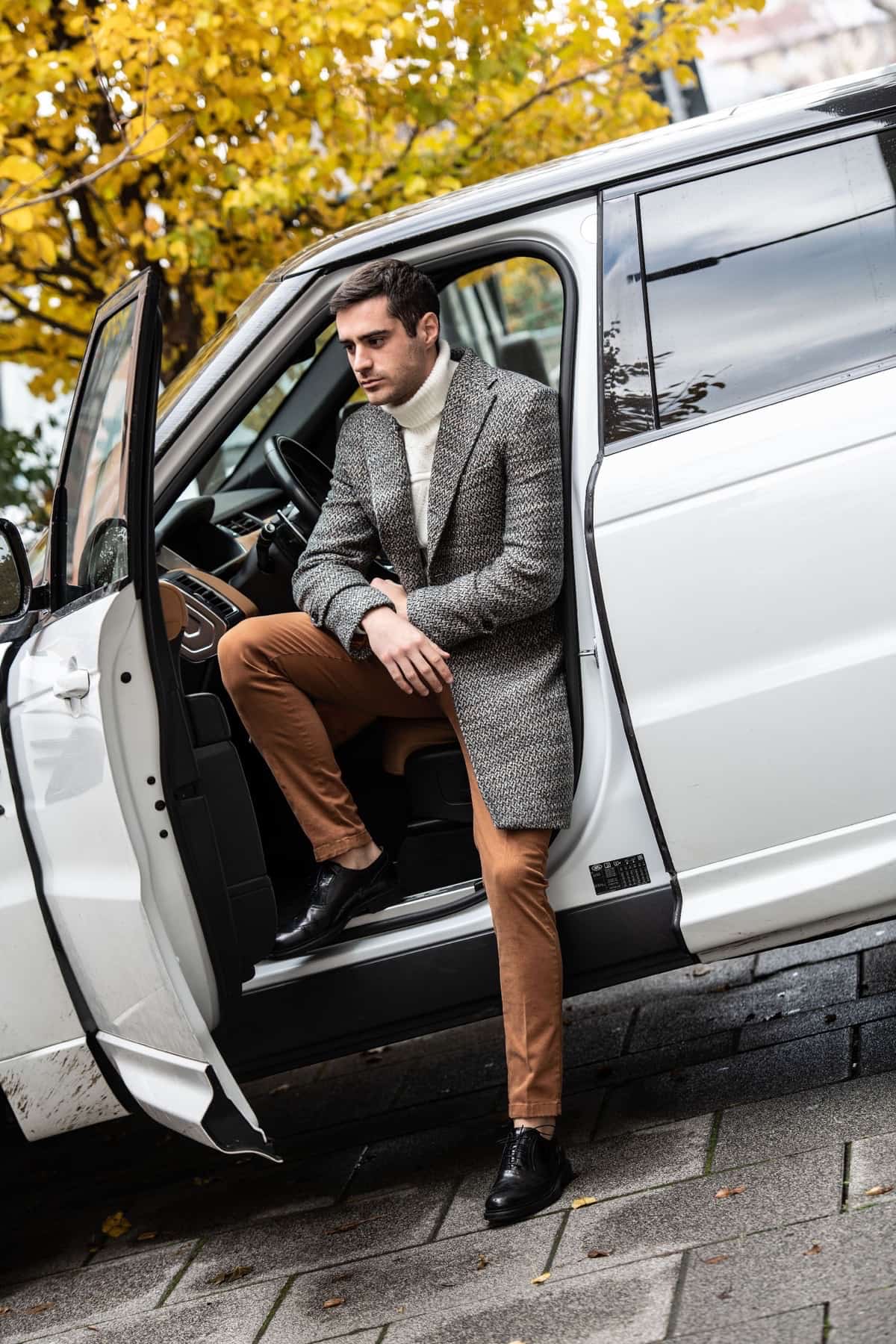 Cappotto in tweed di lana Astrachan