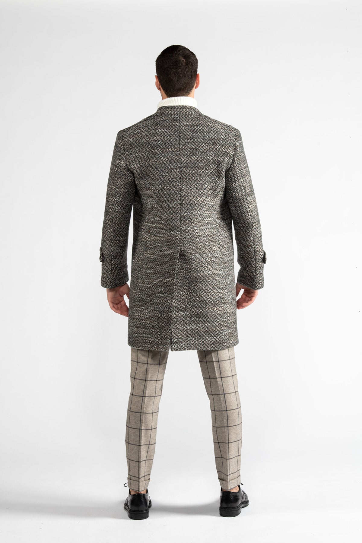 Cappotto in tweed di lana Astrachan