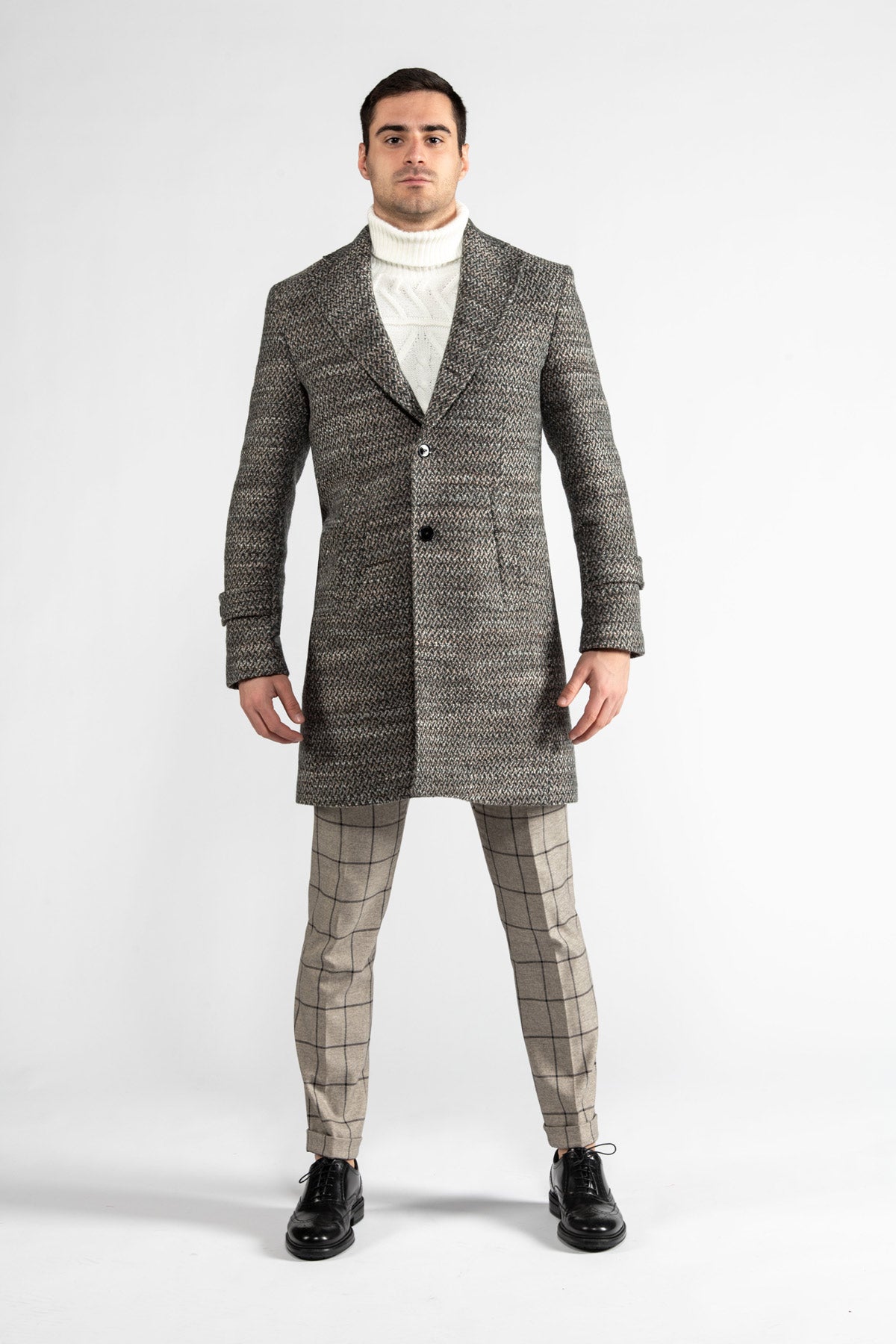 Cappotto in tweed di lana Astrachan