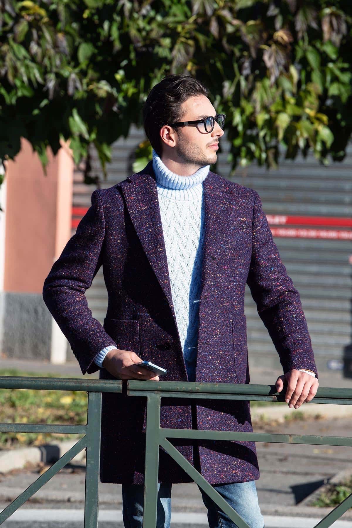 Cappotto viola Kazan effetto schizzi