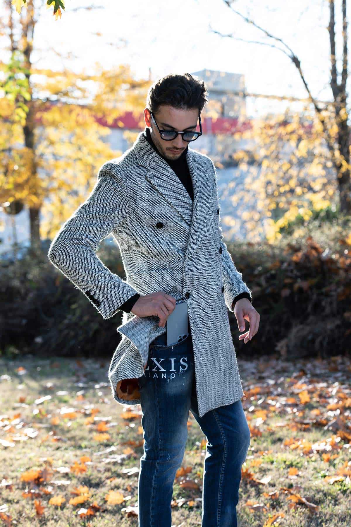 Cappotto doppiopetto in Lana Tweed Abakan