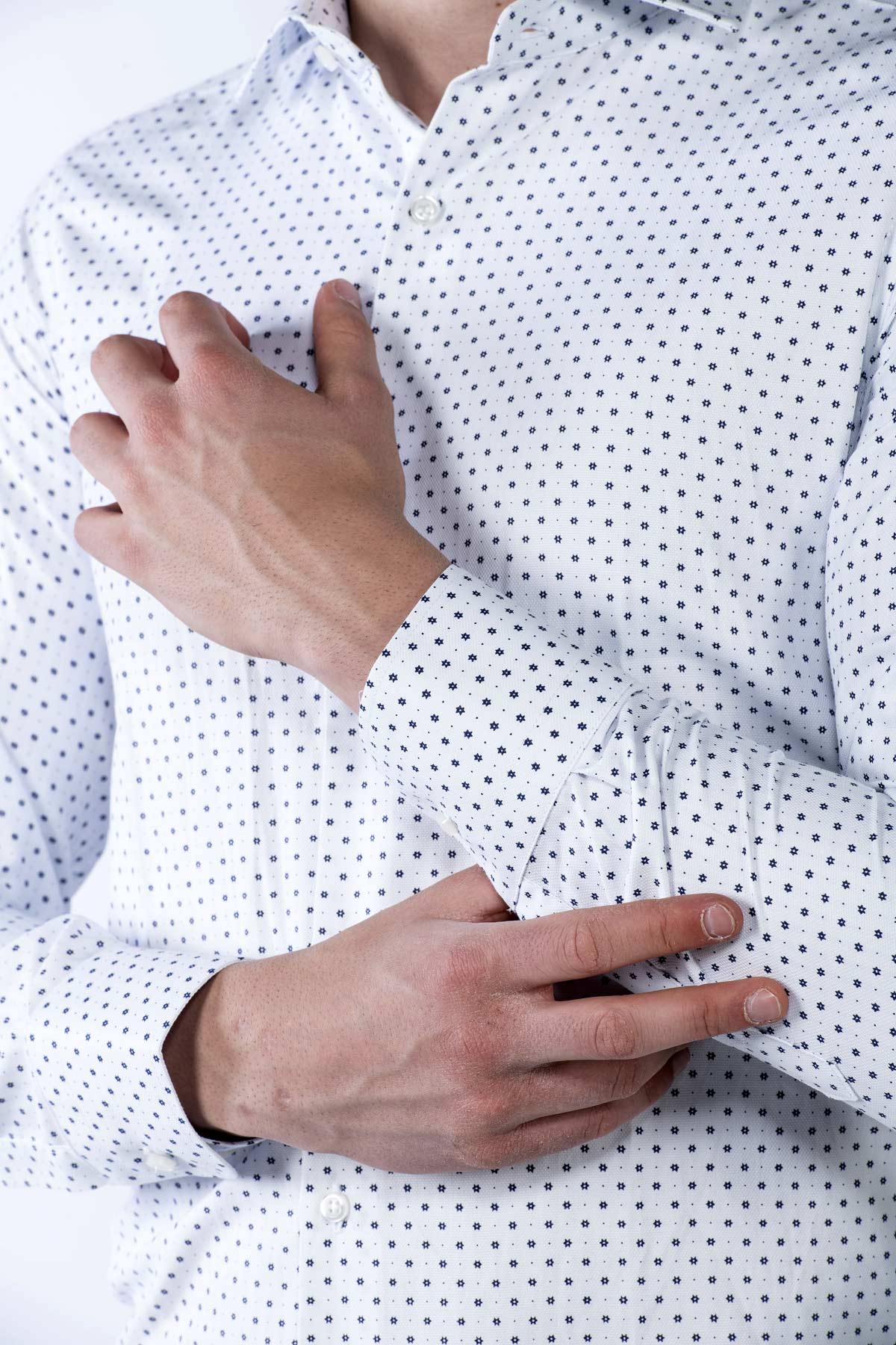 Camicia cotone uomo micro fantasia blu