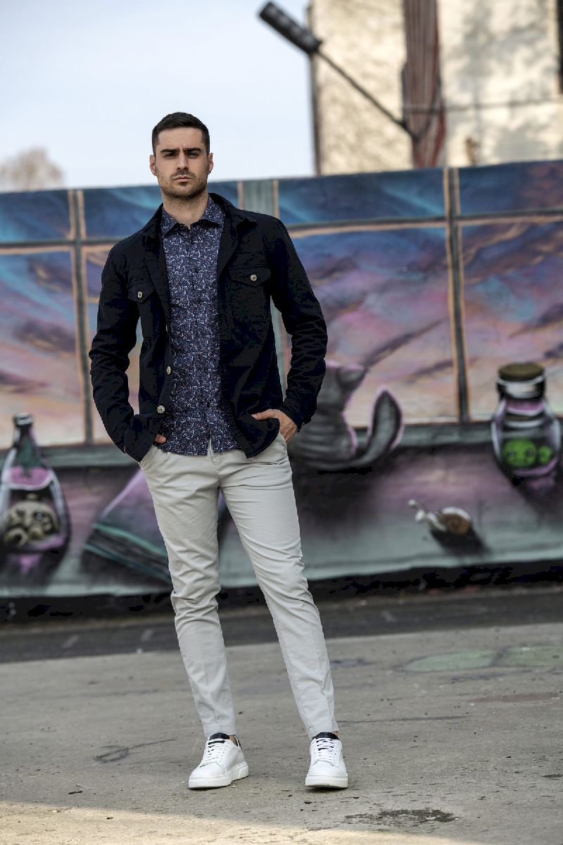 Giacca camicia in tessuto tecnico greenford blu