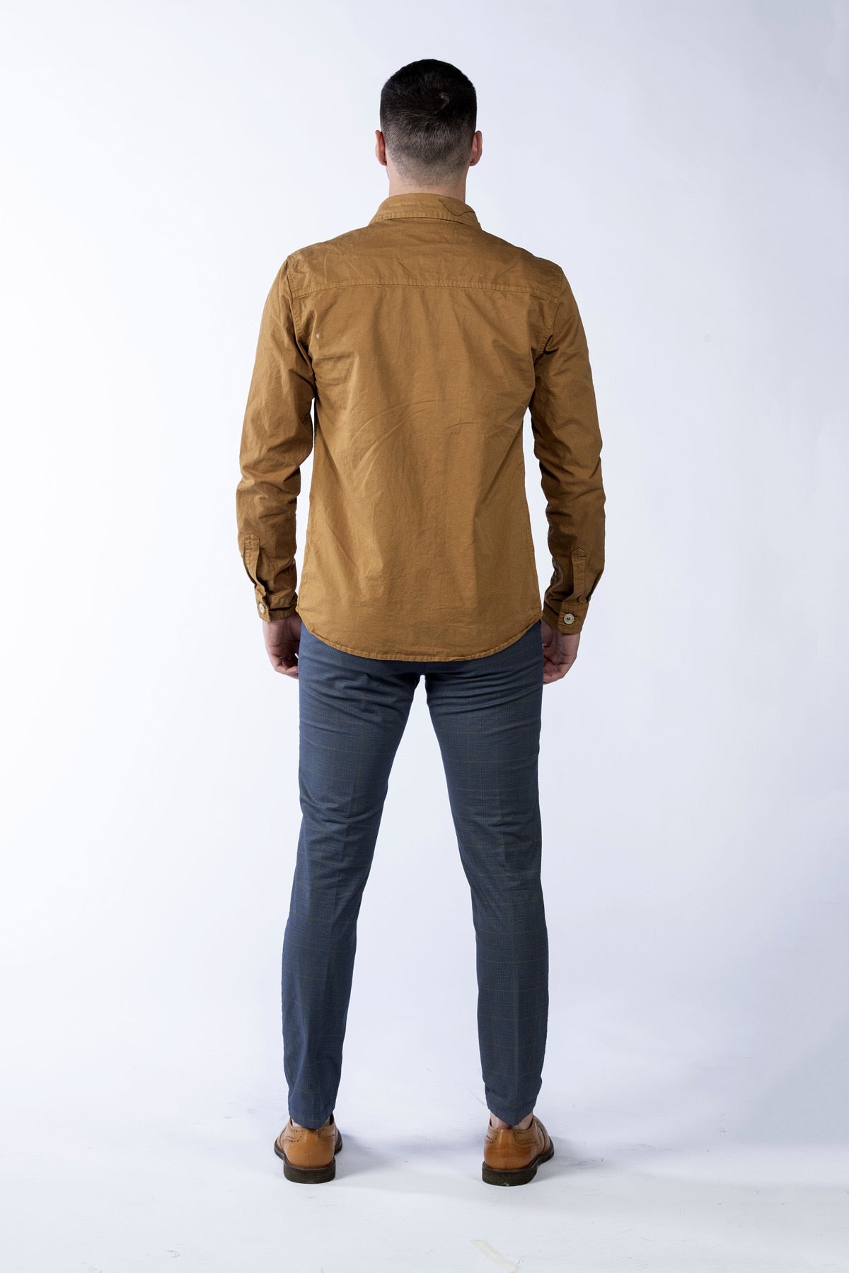 Giacca camicia in tessuto tecnico greenford color ocra back