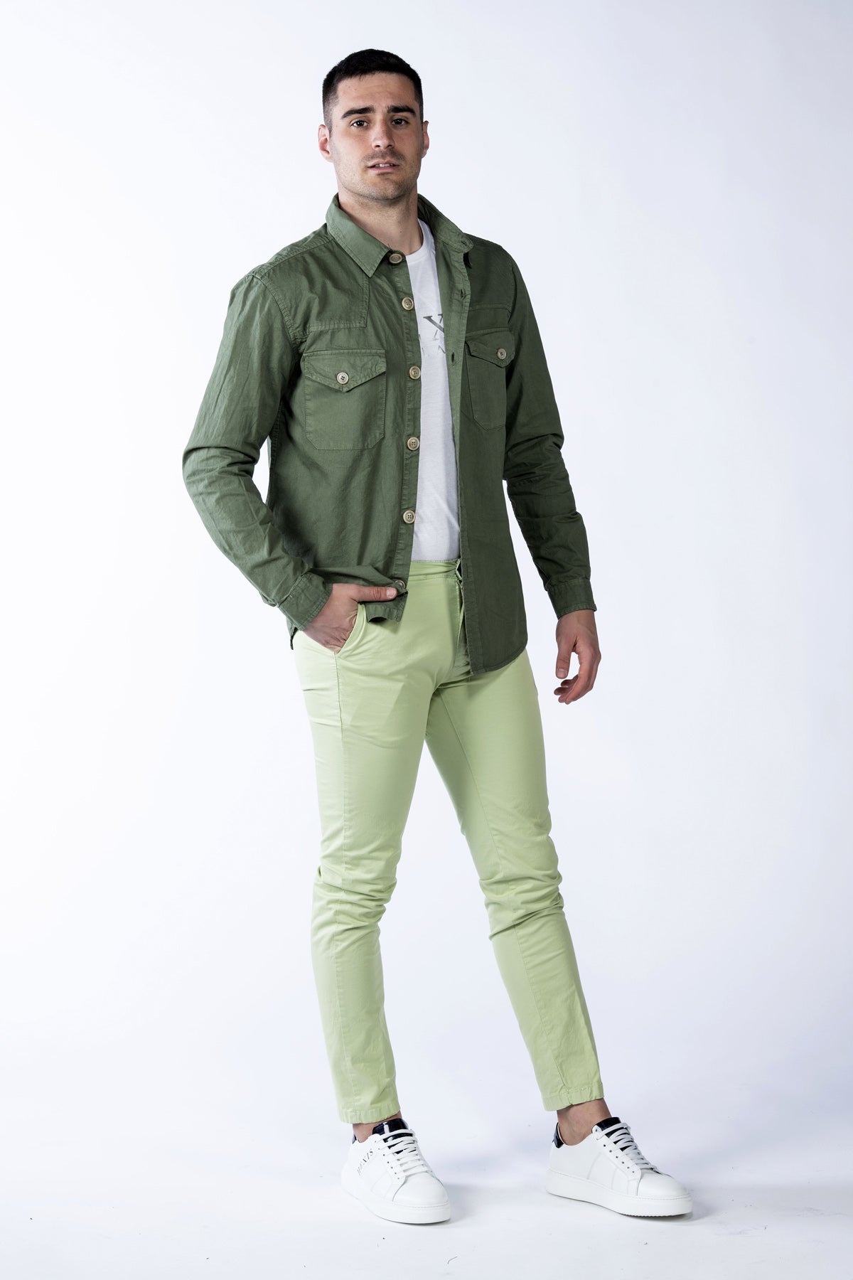 Giacca camicia in tessuto tecnico greenford side