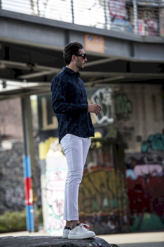 Pantalone stratch uomo bianco