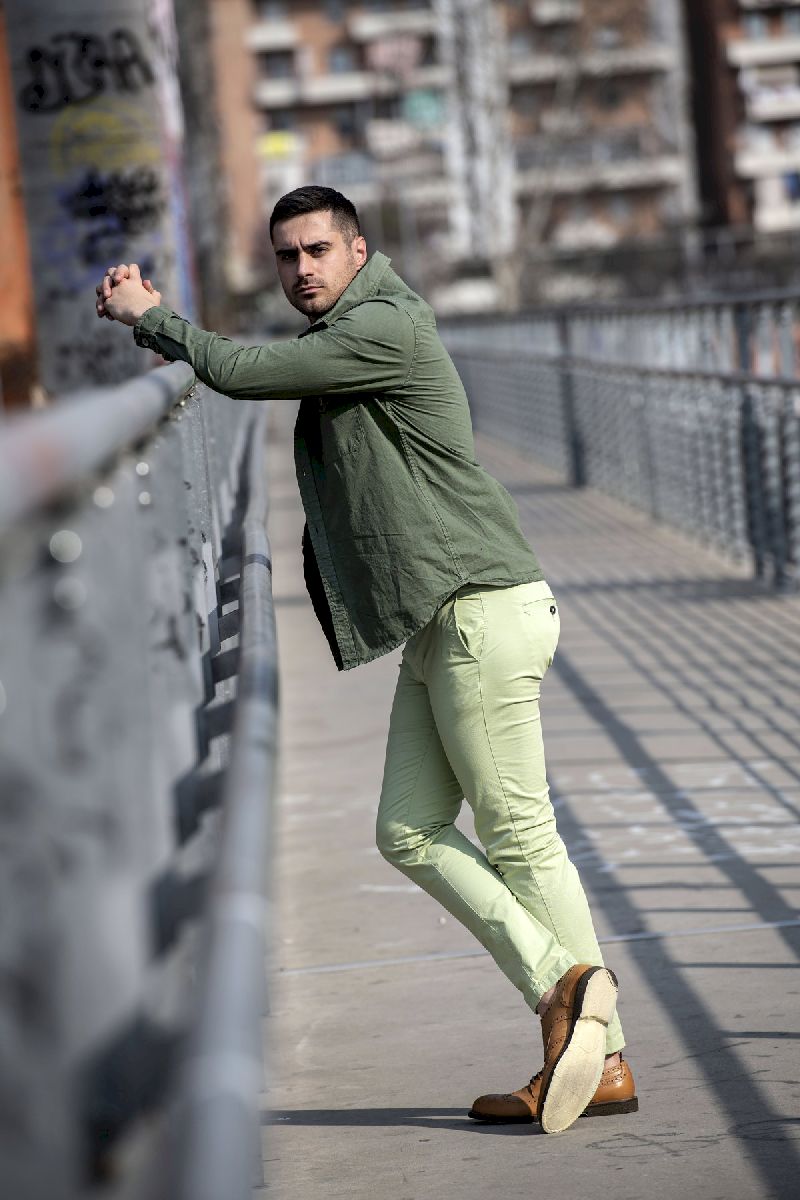 Pantalone stratch verde mela