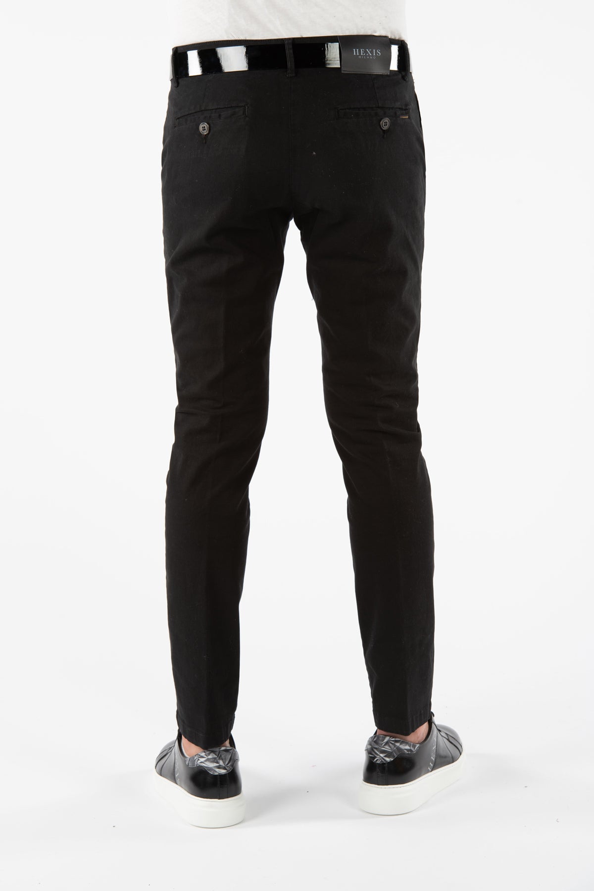 Pantalone uomo stretch chinos nero back