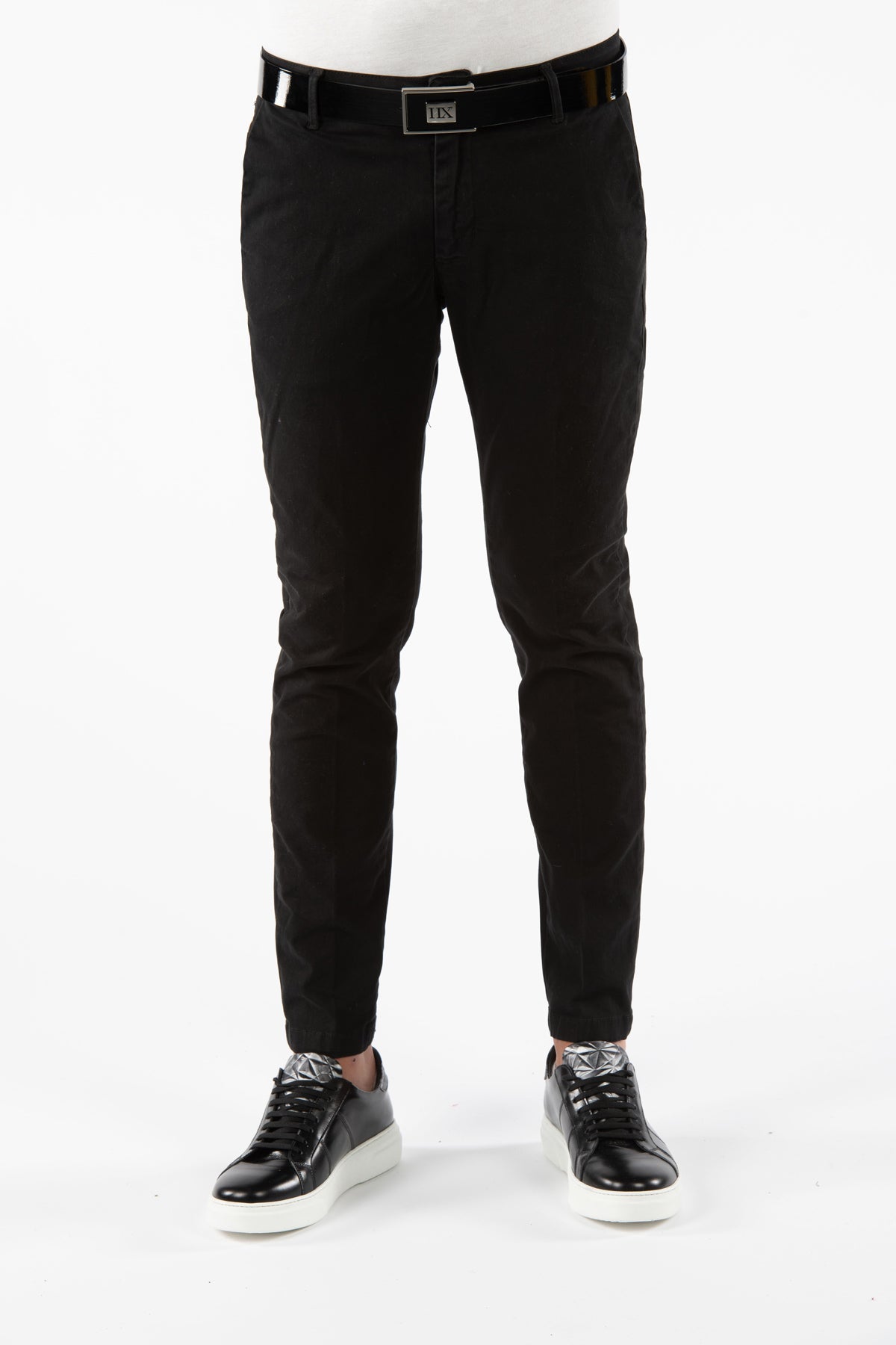 Pantalone uomo stretch chinos nero front