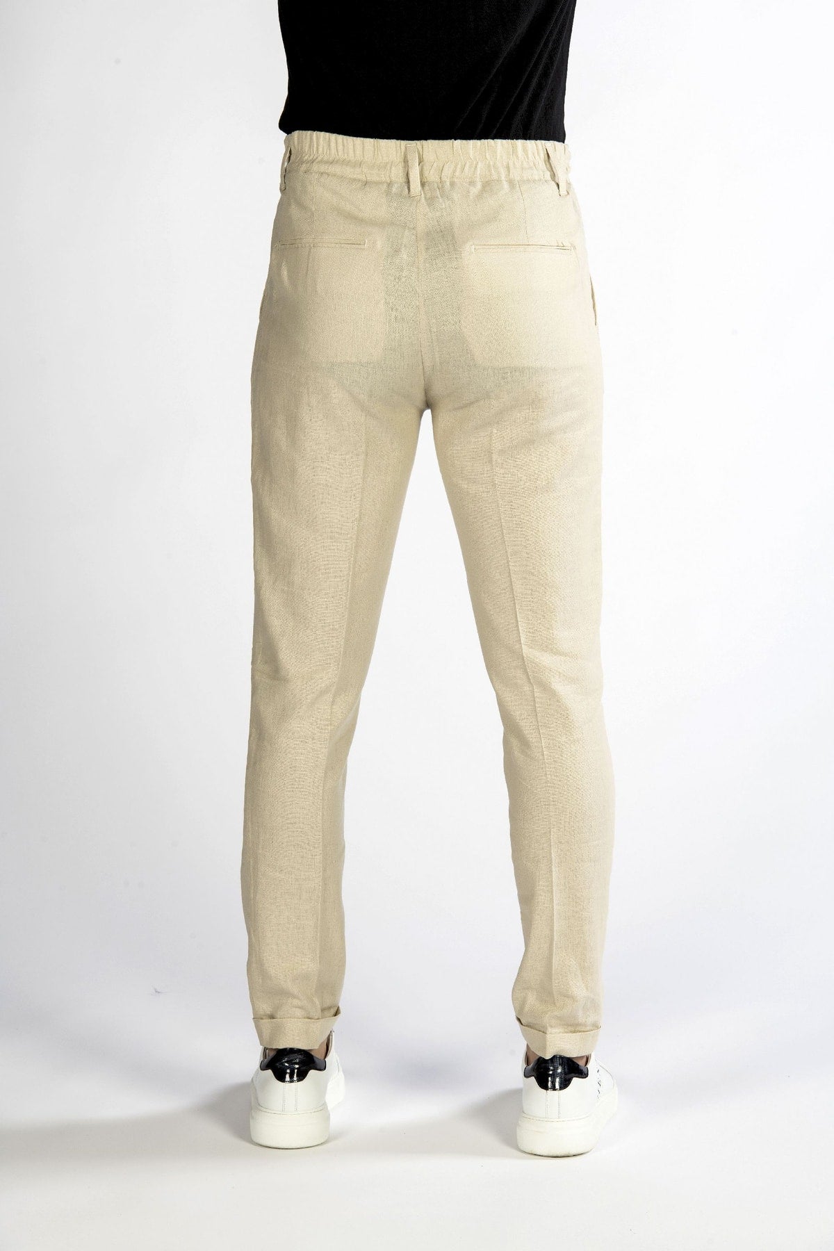 Pantaloni uomo in lino beige back