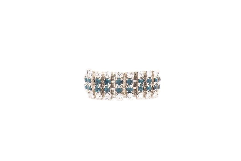 Anello spilla cravatta per sposo in cristalli swarovski blu e simil zaffiro blu