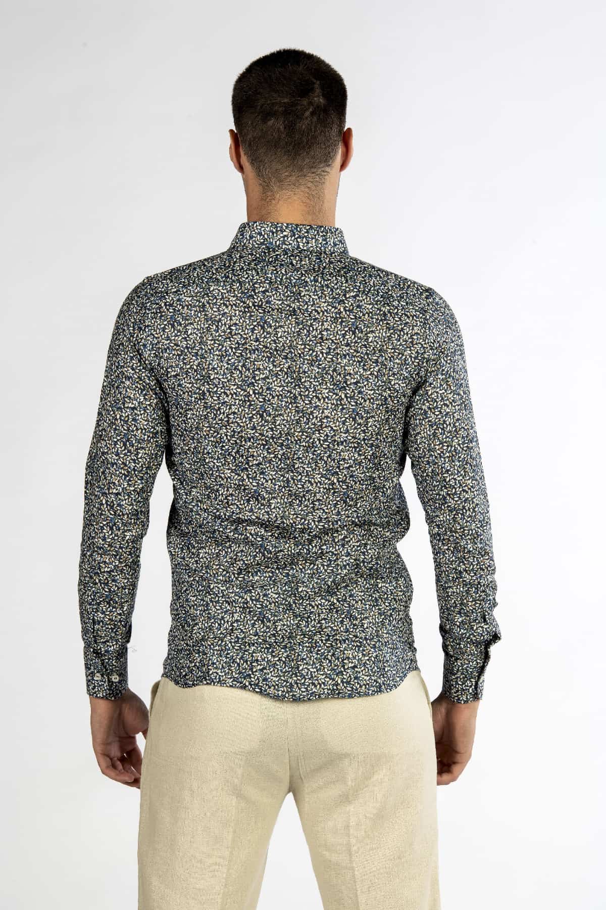 Camicia uomo fantasia in lino back