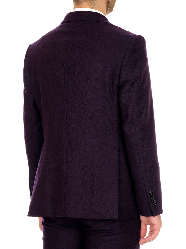 Giacca due bottoni tweed lana bordo back