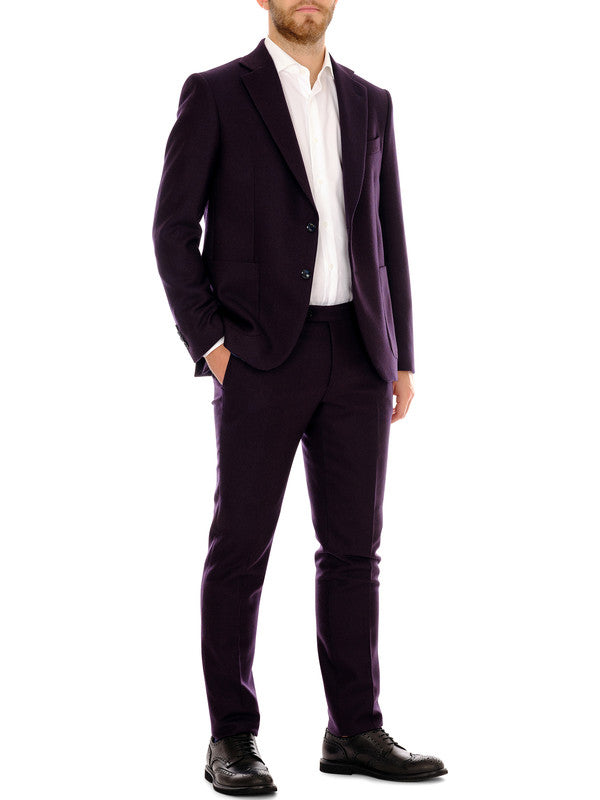 Giacca due bottoni tweed lana bordo side