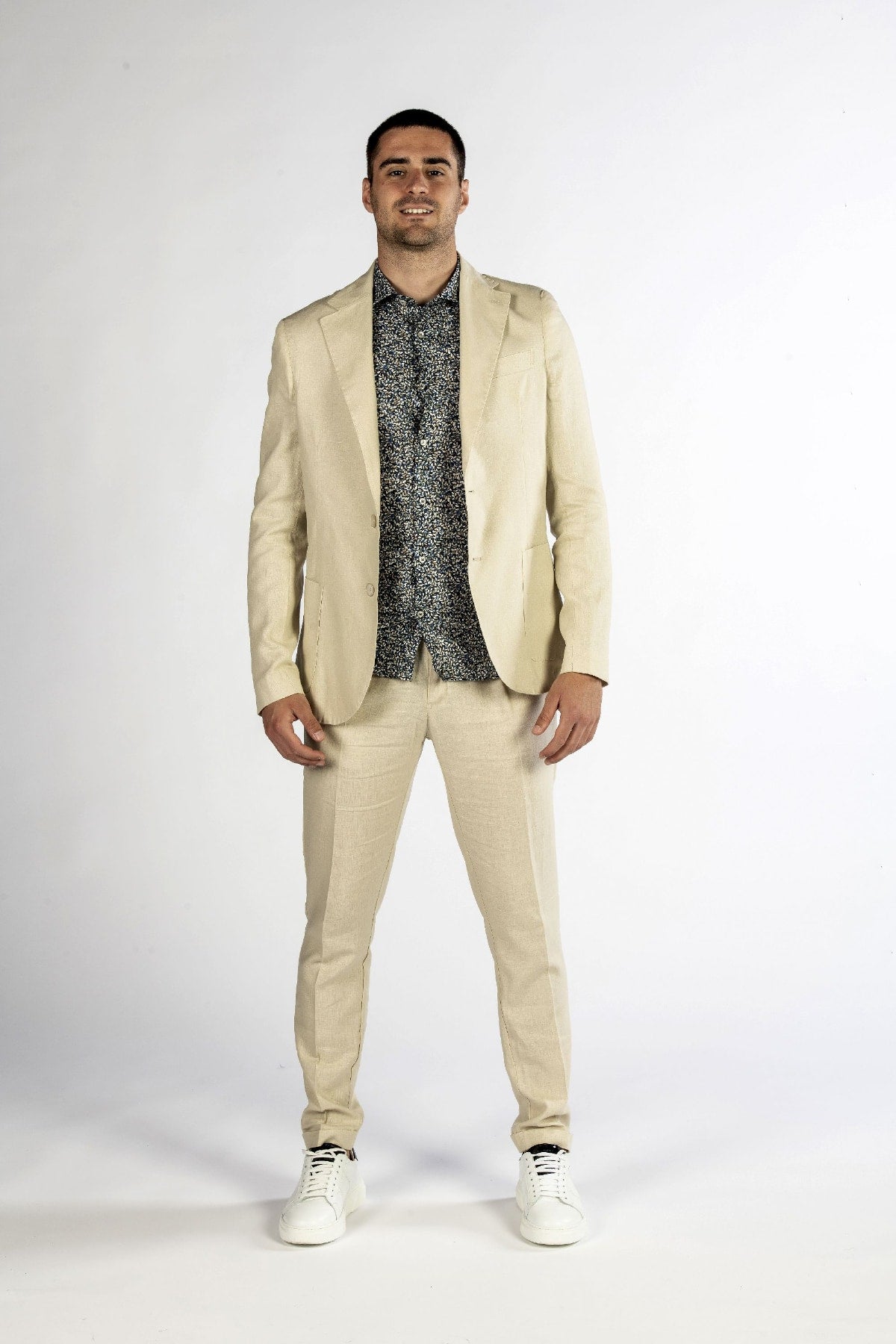 giacca in lino uomo beige front
