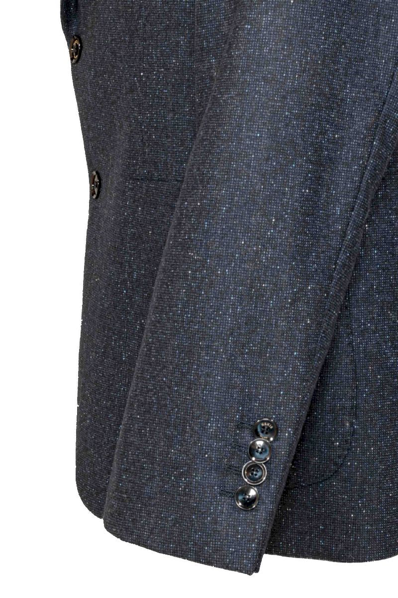 Giacca uomo in lana puntinato blu ghost front buttons